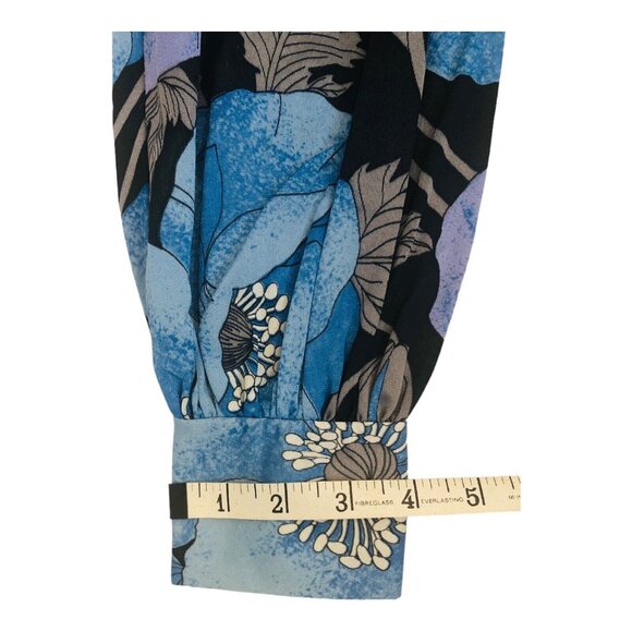 Vintage Long Floral Dress St. Michael Made In Britain 1960s Blue Purple Flowers - Picture 11 of 16